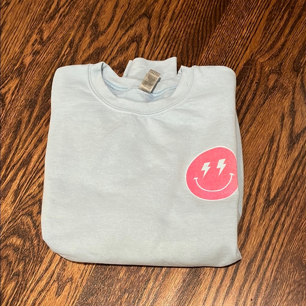 Women’s Light Blue Smiley Face Sweatshirt